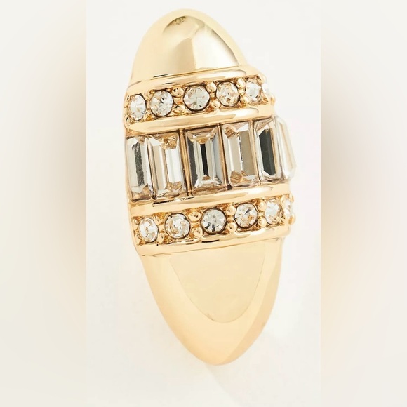 NEW with tags (NWT) Anthropologie Crystal and gold Oval Post Earrings - Picture 2 of 2